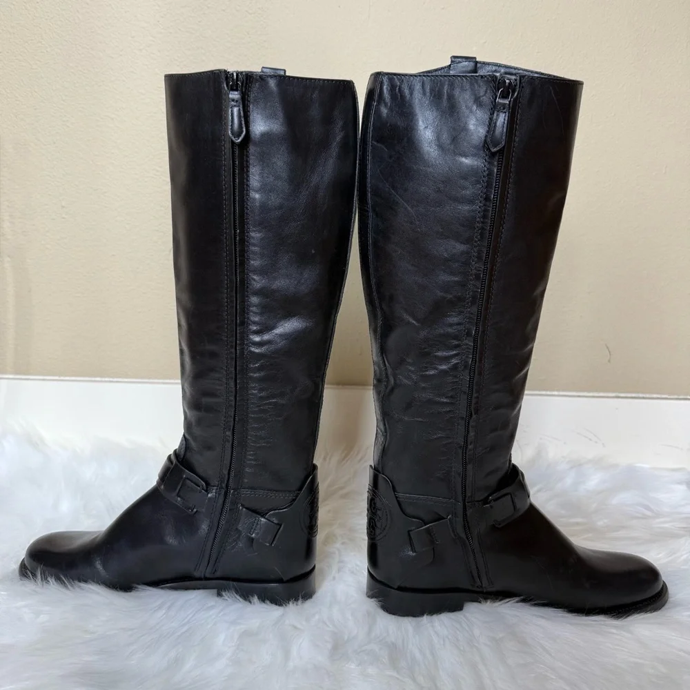 Tory Burch Colton Galleon Leather Knee High Riding Boot Perfect Black Size 7.5
